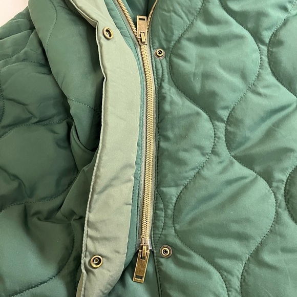 Summersalt Long ColorBlock Quilted Eco Coat Color Olive Eden Green Size M *flaws - Picture 12 of 12
